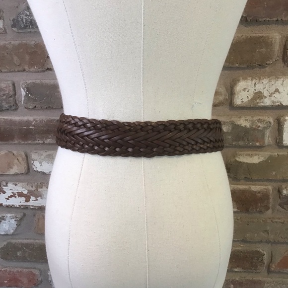 EDDIE BAUER Women’s Braided Woven Dark Brown Leather Belt M main image 8